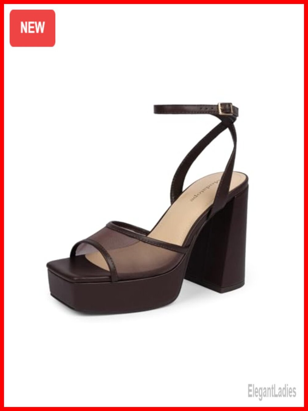 Modatope Platform Heels Chunky Open Toe Ankle Strap Sandals Faux Leather
